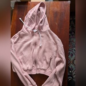 Cozy Pink Waffle Knit Hoodie